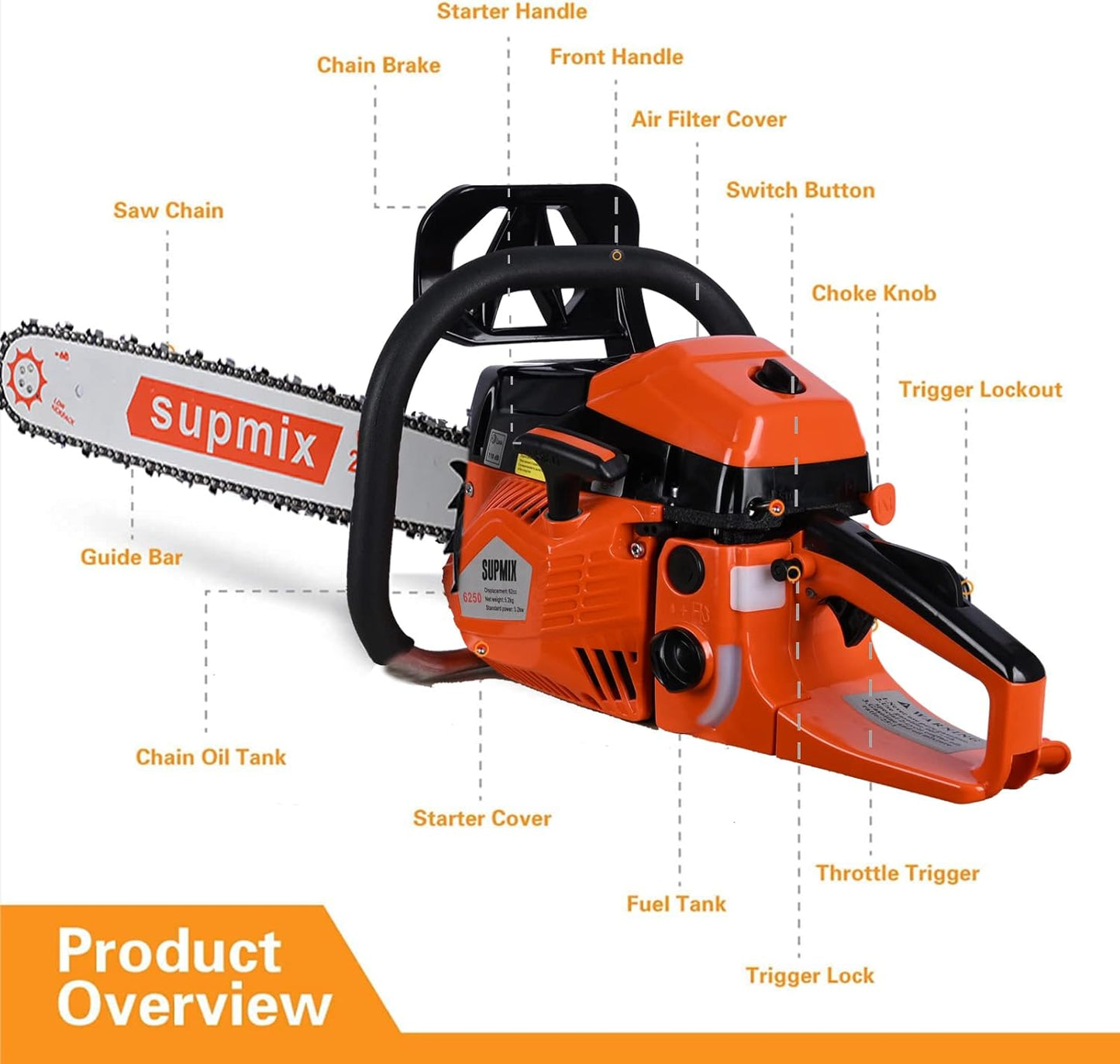 62cc gasoline chainsaw, 20-inch gasoline-powered chainsawgas chainsaw